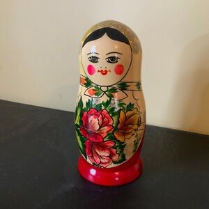 Colorful Handoainted Russian Nesting Dolls with Floral Design